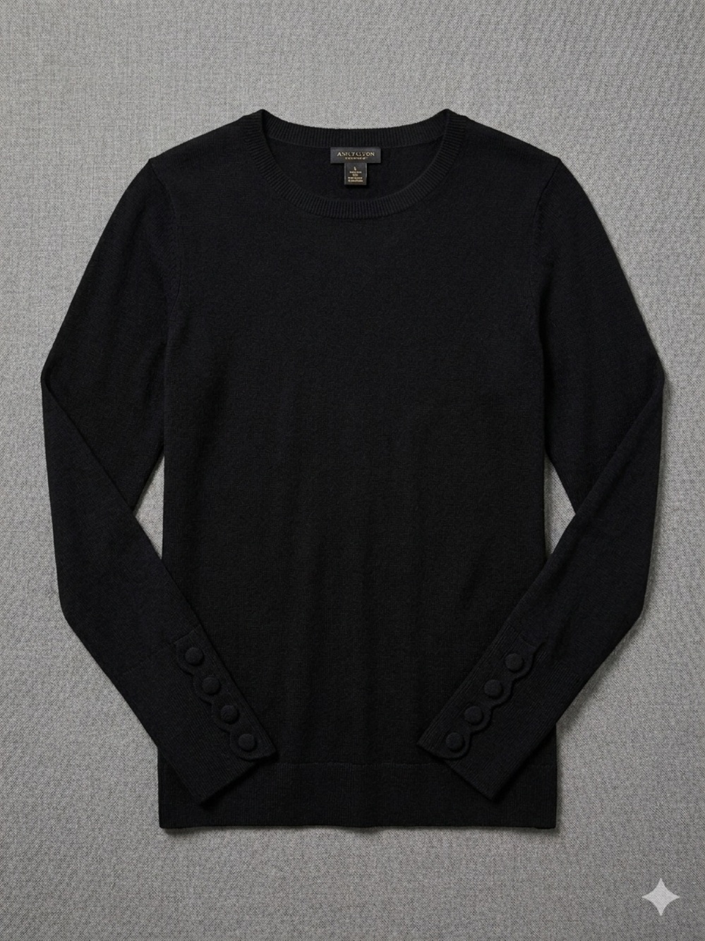 Ann Taylor Black Long Sleeve Top with Scalloped Sleeves